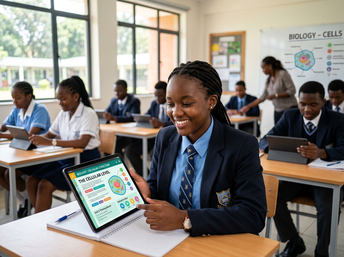 Student learning with digital tablet device